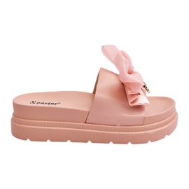 PE1 Pantuflas Lazo Y Osito Decorativo Rosa Claro Suzy