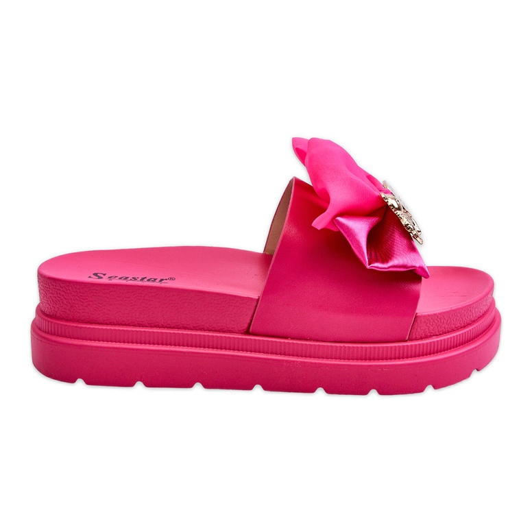 PE1 Pantuflas Con Lazo Y Oso Decorativo Fucsia Suzy rosado