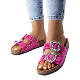 Chanclas rosas decoradas con pedrería Racine rosado