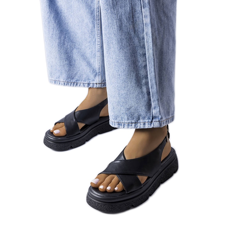 Sandalias de plataforma negras de Oakway. negro