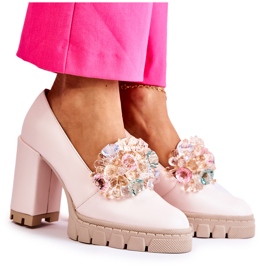 PA2 Zapatos De Salón Elegantes Con Adorno Liso Rosa Claro Caterine