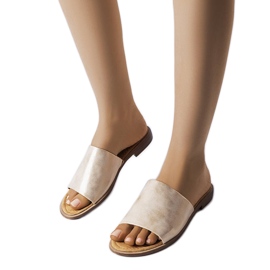 Chanclas Mainville metalizadas doradas beige