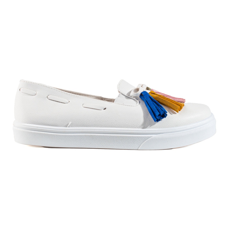 Slip-on Shelovet de ante blanco con flecos
