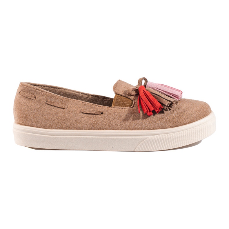 Slip-on slip-on ante marrón con borlas Shelovet beige