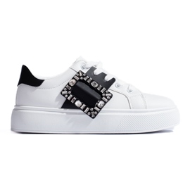 Zapatillas blancas de mujer con inserto Shelovet negro. blanco