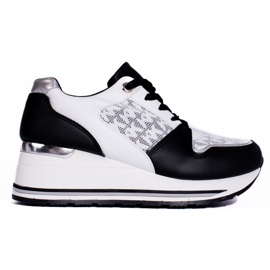 Deportivas cuña mujer Shelovet en blanco y negro
