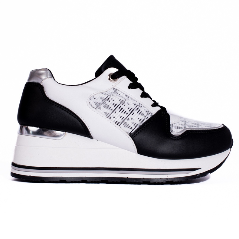 Deportivas cuña mujer Shelovet en blanco y negro