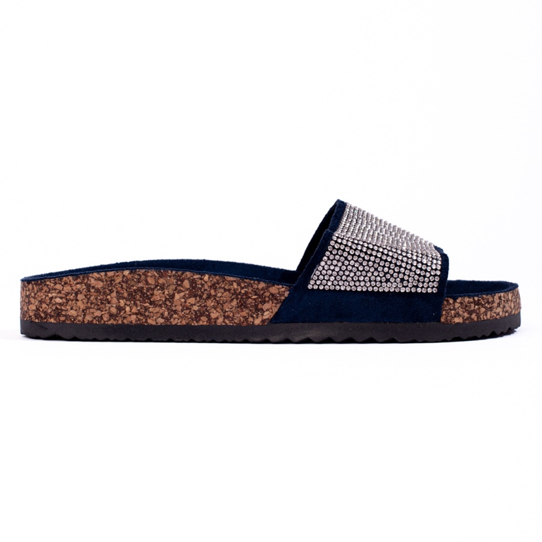 Chanclas Shelovet de corcho azul marino con circonitas