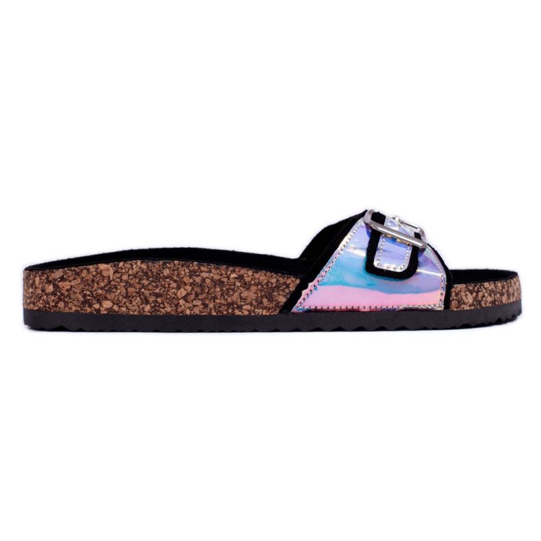 Chanclas de corcho holográficas negras Shelovet negro
