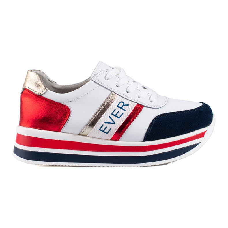 Zapatillas Shelovet Suela Gruesa Blanco y Azul Marino