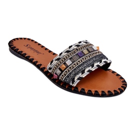 Pantuflas con adornos negros Bellisa para mujer