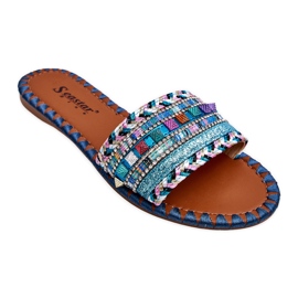 Pantuflas de mujer con adornos azules Bellisa