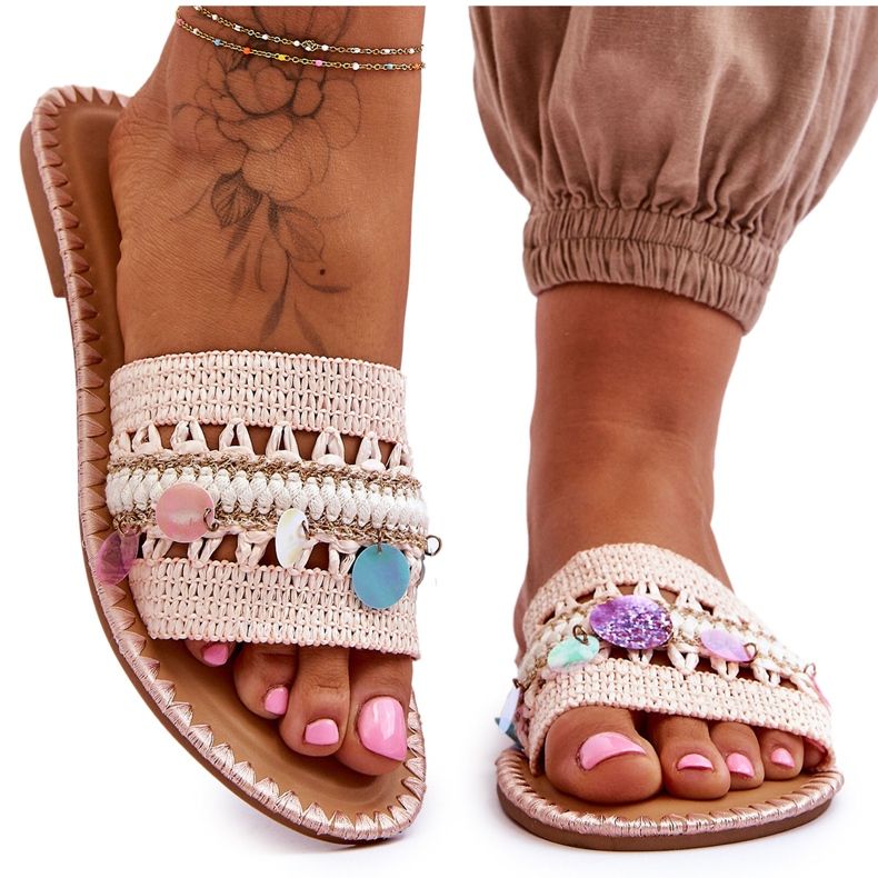 PS1 Pantuflas Adornos Trenzados Mujer Rosa Millano rosado