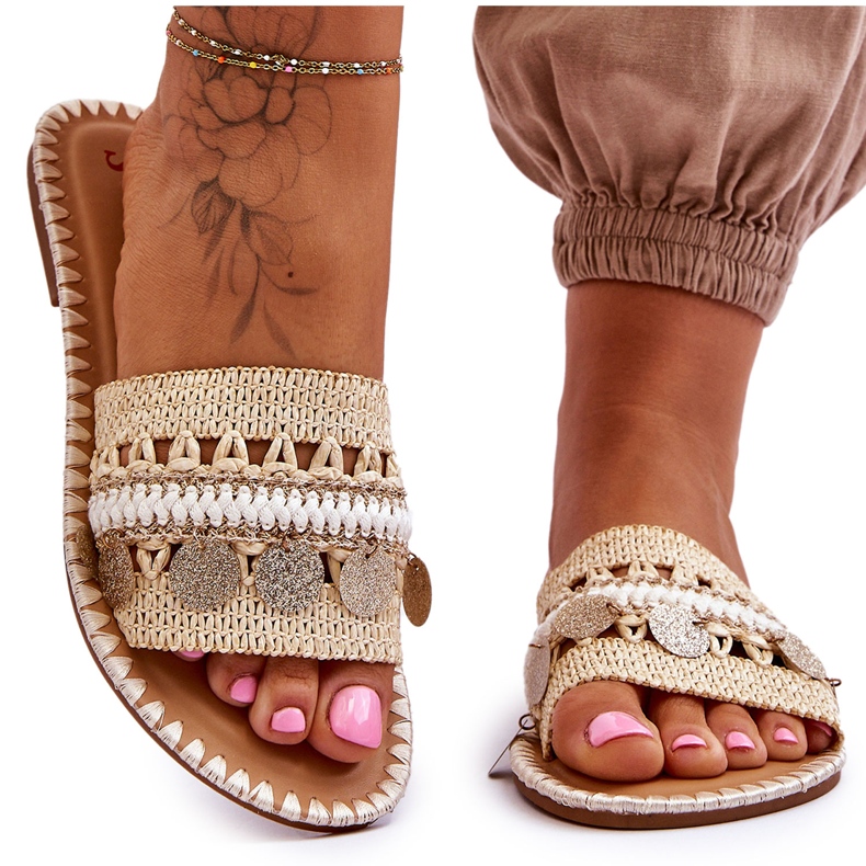 PS1 Pantuflas Adornos Trenzados Mujer Beige Millano