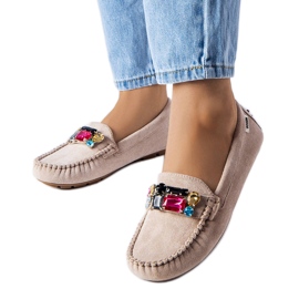 Mocasín gris tanguay con suela de cuero