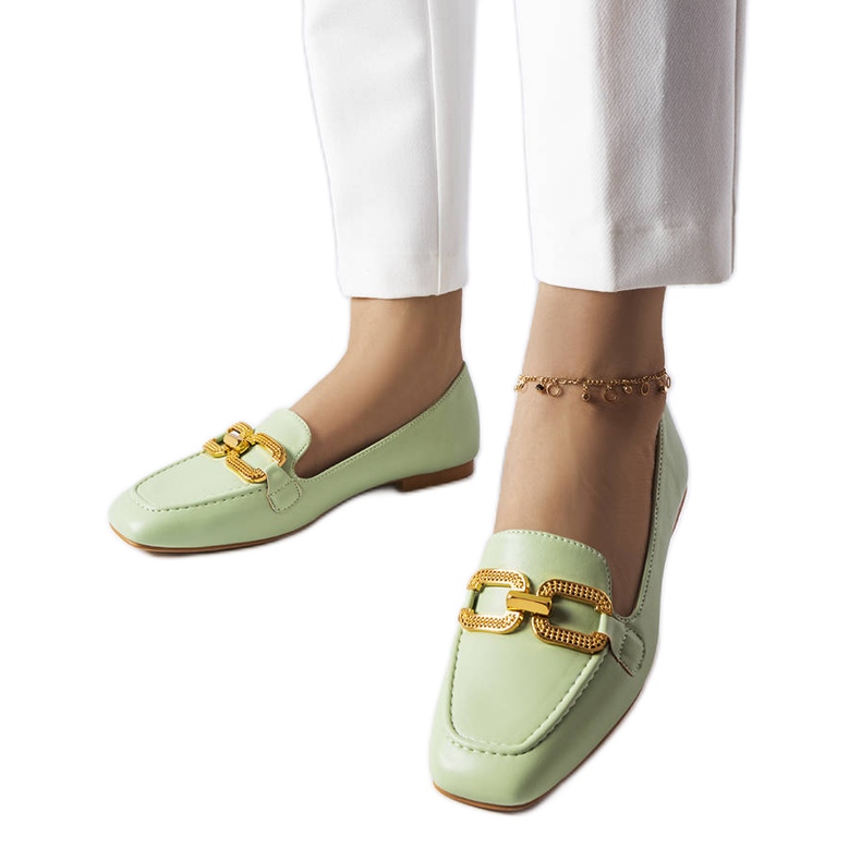Mocasines Rousseau con hebilla verde