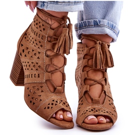 FB1 Botas Tacón Alto Calado Letya Camel beige