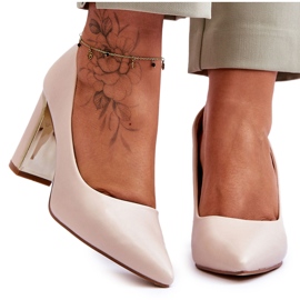 PS1 Bombas clásicas en un tacón Elizabeth beige decorativo
