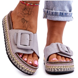 Sandalias De Mujer Con Plataforma Decorada Gris Joyce