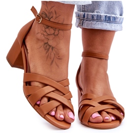 PS1 Sandalias Cómodas Tacón Bajo Camel Camelia marrón
