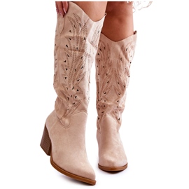 Elavi Botas sin cordones de ante calado en beige
