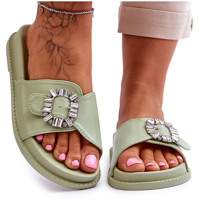 Pantuflas De Mujer Con Plataforma Adorno Beneca Verde