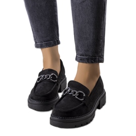Mocasines negros con suela tractor de Ermens