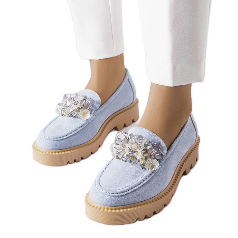 Venezia Mocasines azules decorados con cristales Vincez