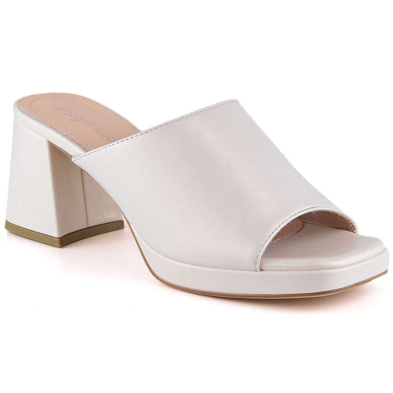 Sandalias de mujer con perlas en el poste con una banda elástica Sergio Leone KL322 beige