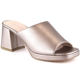 Zapatillas de casa de mujer Sergio Leone KL322 platino en un poste con una banda elástica plata