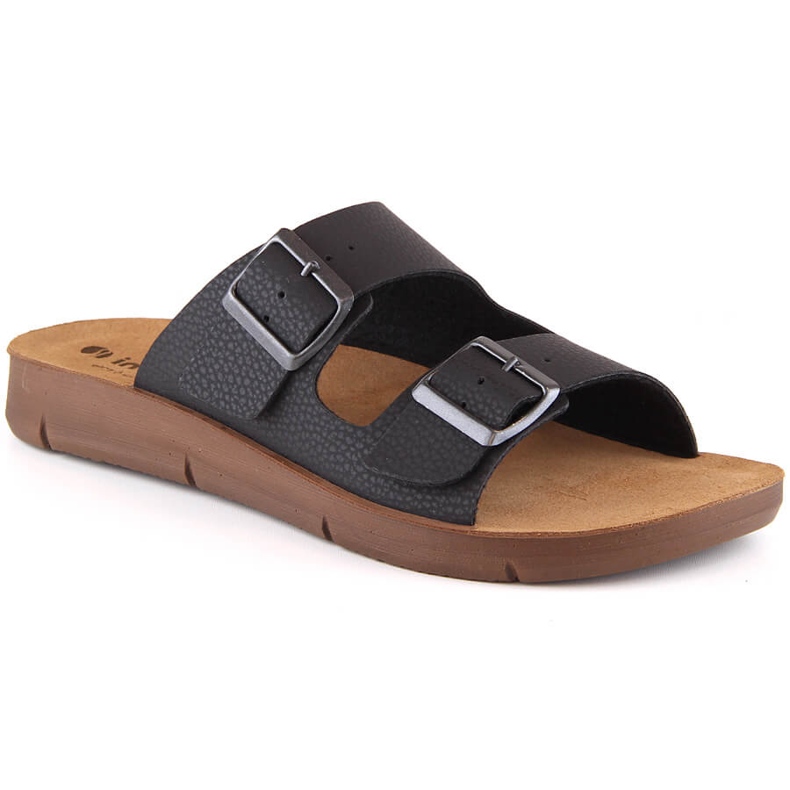 Cómodas zapatillas de casa para hombre con hebillas negras Inblu CM000028-014 negro