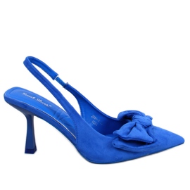 BM Bombas de tacón abierto azul Shirley