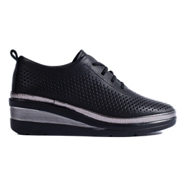 Zapatos de cuña de cuero negro de T.Sokolski