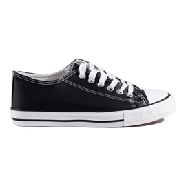 Deportivas clásicas Shelovet ecopiel negra negro Deportivas clásicas Shelovet ecopiel negra negro