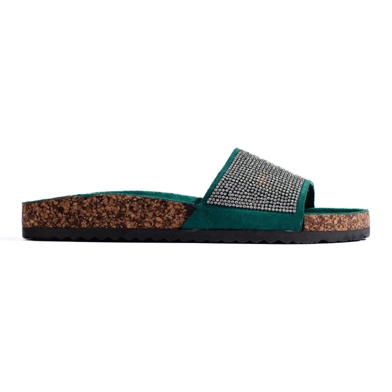 Chanclas Shelovet de corcho verde con circonitas