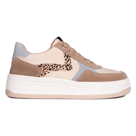 Zapatillas deportivas de mujer beige con suela gruesa de Shelovet