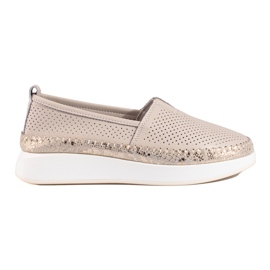 Zapatos piel calados Shelovet beige