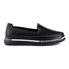 Zapatos calados de piel con suela gruesa Shelovet negro