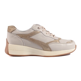 Zapatillas beige de cuero en la plataforma Shelovet