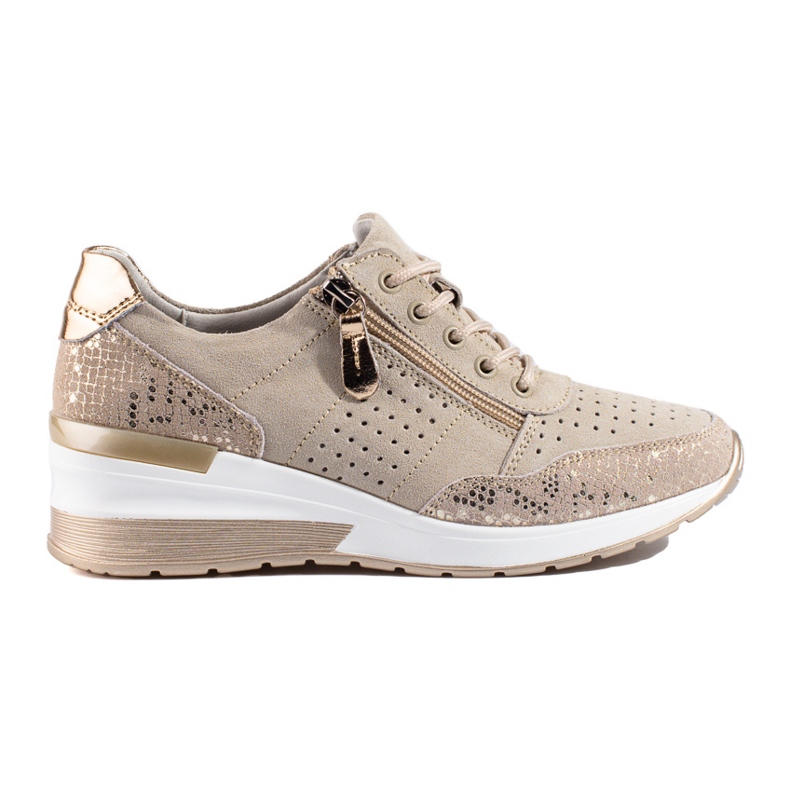 Deportivas Shelovet de piel beige con cuña Deportivas Shelovet de piel beige con cuña