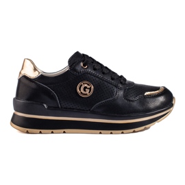 Zapatillas de cuero negro en la plataforma Shelovet