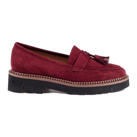 Mocasines Vinceza de ante granate con borlas rojo