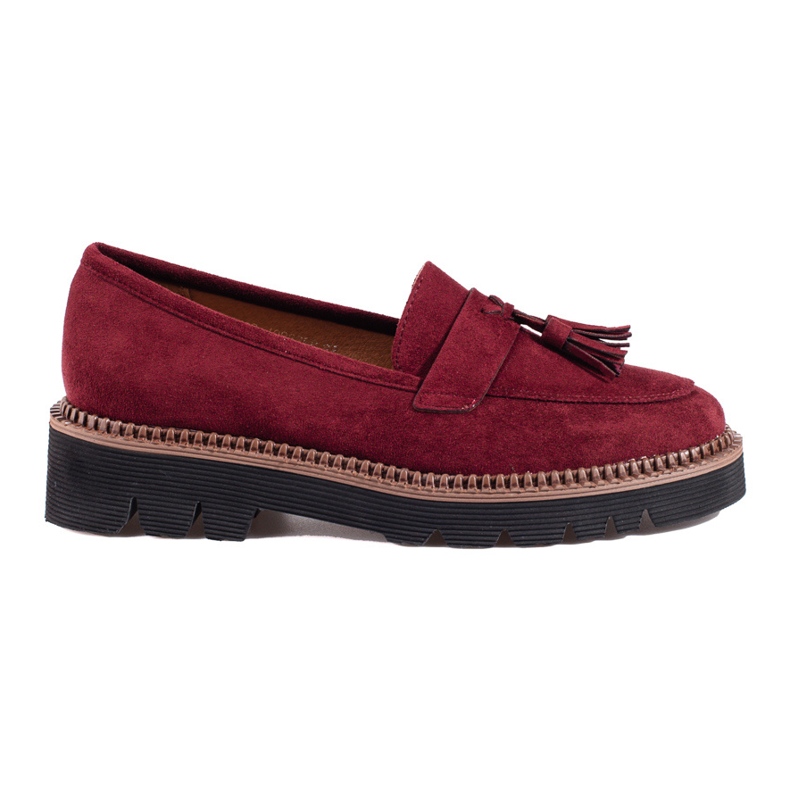Mocasines Vinceza de ante granate con borlas rojo