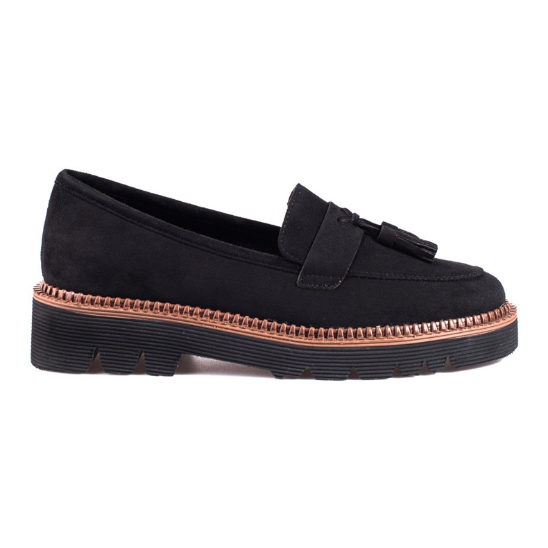 Mocasines con borlas en ante negros de Vinceza