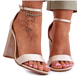 Sandalias Tacón De Raso Linsy Beige