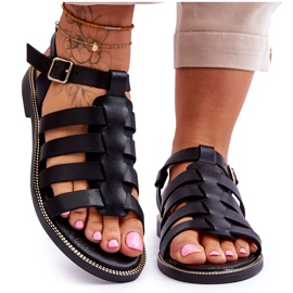Lemar Sandalias De Cuero Con Tiras Lawren Negras negro
