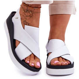 Lemar Sandalias de cuña de cuero blanco Morgan