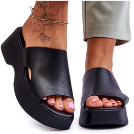 Lemar Pantuflas Mujer Piel Plataforma Negro Lucami
