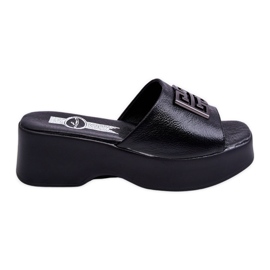 Lemar Pantuflas Mujer Piel Plataforma Con Adornos Negro Renna