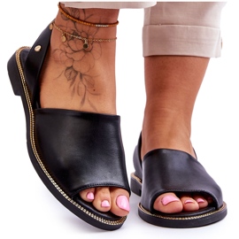 Lemar Sandalias sin cordones de cuero negro Alivia
